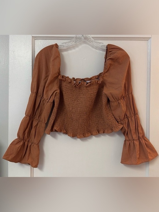 SHEIN Tops - Shein Yoked Long Pirate Sleeve Ruffled Off Shoulder  Crop Top #5161370 Sz M
